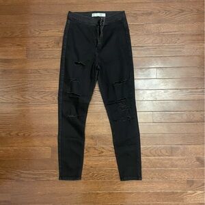 Topshop Moto Black Ripped Skinny Jeans